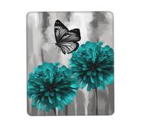 Mouse Pad with Non-Slip Rubber Base Gray Teal Flower Butterfly Mouse Mat with Stitched Edge 8.3 x 10.3 in Gaming Mousepad for Wireless Mouse Computer Laptop Home Office Desk Pad
