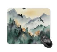 Mouse Pad with Non-Slip Rubber Base Mountain Birds Watercolor Mouse Mat with Stitched Edge Mousepad for Desk Wireless Mouse Gaming Mouse Mat for Computer Laptop Home Office
