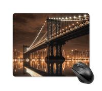 Mouse Pad with Non-Slip Rubber Base New York Manhattan Bridge Night Mouse Mat with Stitched Edge Mousepad for Desk Wireless Mouse Gaming Mouse Mat for Computer Laptop Home Office