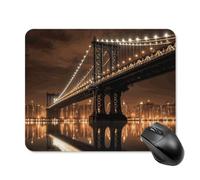 Mouse Pad with Non-Slip Rubber Base New York Manhattan Bridge Night Mouse Mat with Stitched Edge Mousepad for Desk Wireless Mouse Gaming Mouse Mat for Computer Laptop Home Office