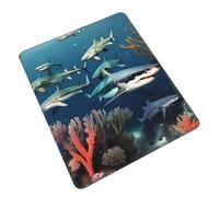 Mouse Pad with Non-Slip Rubber Base, Sharks Under The sea, Mouse Pads for Computers, Laptop, Gaming, Office & Home - 7.9 x 9.5 in