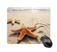 Mouse Pad with Non-Slip Rubber Base Starfish on The Sand Beach Landscape Mouse Mat with Stitched Edge Mousepad for Desk Wireless Mouse Gaming Mouse Mat for Computer Laptop Home Office