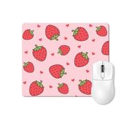 Mouse Pad with Non-Slip Rubber Base, Waterproof Durable Pad for Office, Laptop, Gaming, and Home, Square Wireless Mousepad(Pink Strawberry)