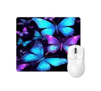 Mouse Pad with Non-Slip Rubber Base, Waterproof Durable Pad for Office, Laptop, Gaming, and Home, Square Wireless Mousepad(Purple Blue Butterfly)