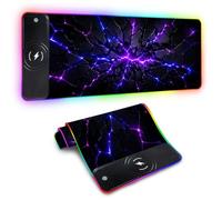 Mouse Pad with Phone Holder,31.5 x 11.8 Inch Wireless Qi Fast Charging Desk Mat,RGB Gaming Mousepad Home Office Large Desk Pad with Ultra-Smooth Foldable Waterproof Non-Slip Surface