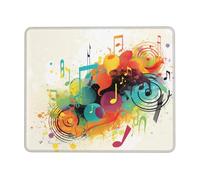 Mouse Pad with Stitched Edge Comfortable Mouse Pads Waterproof Non-Slip Gaming Mousepad Abstract Music Themed Square Computer Mouse Mat Washable Mousepads for Office Home Laptop 7.9 x 9.5 in