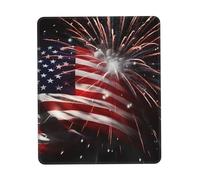 Mouse Pad with Stitched Edge Comfortable Mouse Pads Waterproof Non-Slip Gaming Mousepad American Flag Firework Square Computer Mouse Mat Washable Mousepads for Office Home Laptop 10 x 12 inch