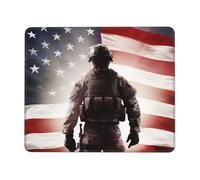 Mouse Pad with Stitched Edge Comfortable Mouse Pads Waterproof Non-Slip Gaming Mousepad American Flag Soldier Square Computer Mouse Mat Washable Mousepads for Office Home Laptop 7 x 8.6 in