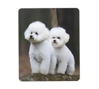 Mouse Pad with Stitched Edge Comfortable Mouse Pads Waterproof Non-Slip Gaming Mousepad Bichon Frise Square Computer Mouse Mat Washable Mousepads for Office Home Laptop 7 x 8.6 in