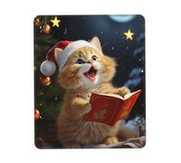 Mouse Pad with Stitched Edge Comfortable Mouse Pads Waterproof Non-Slip Gaming Mousepad Cute Cat Sing Christmas Carols Square Computer Mouse Mat Washable Mousepads for Office Home Laptop 10 x 12 inch