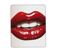 Mouse Pad with Stitched Edge Comfortable Mouse Pads Waterproof Non-Slip Gaming Mousepad Cute Graphic Red Lips Square Computer Mouse Mat Washable Mousepads for Office Home Laptop 7.9 x 9.5 in