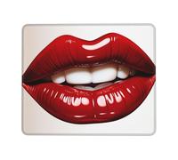 Mouse Pad with Stitched Edge Comfortable Mouse Pads Waterproof Non-Slip Gaming Mousepad Cute Graphic Red Lips Square Computer Mouse Mat Washable Mousepads for Office Home Laptop 7.9 x 9.5 in