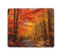 Mouse Pad with Stitched Edge Comfortable Mouse Pads Waterproof Non-Slip Gaming Mousepad Fall Foliage Square Computer Mouse Mat Washable Mousepads for Office Home Laptop 8.3 x 10.3 in