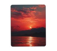 Mouse Pad with Stitched Edge Comfortable Mouse Pads Waterproof Non-Slip Gaming Mousepad Fiery red Sunset Square Computer Mouse Mat Washable Mousepads for Office Home Laptop 7.9 x 9.5 in