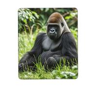 Mouse Pad with Stitched Edge Comfortable Mouse Pads Waterproof Non-Slip Gaming Mousepad Gorilla in The Grass Square Computer Mouse Mat Washable Mousepads for Office Home Laptop 7.9 x 9.5 in