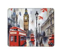 Mouse Pad with Stitched Edge Comfortable Mouse Pads Waterproof Non-Slip Gaming Mousepad London Square Computer Mouse Mat Washable Mousepads for Office Home Laptop 10 x 12 inch