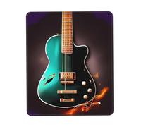 Mouse Pad with Stitched Edge Comfortable Mouse Pads Waterproof Non-Slip Gaming Mousepad Music Green Guitar Square Computer Mouse Mat Washable Mousepads for Office Home Laptop 7.9 x 9.5 in