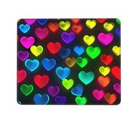 Mouse Pad with Stitched Edge Comfortable Mouse Pads Waterproof Non-Slip Gaming Mousepad Rainbow Hearts Square Computer Mouse Mat Washable Mousepads for Office Home Laptop 7 x 8.6 in