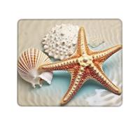 Mouse Pad with Stitched Edge Comfortable Mouse Pads Waterproof Non-Slip Gaming Mousepad Sea Shell Starfish Square Computer Mouse Mat Washable Mousepads for Office Home Laptop 8.3 x 10.3 in