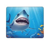 Mouse Pad with Stitched Edge Comfortable Mouse Pads Waterproof Non-Slip Gaming Mousepad Smiling Shark Square Computer Mouse Mat Washable Mousepads for Office Home Laptop 10 x 12 inch