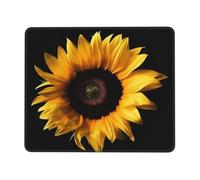 Mouse Pad with Stitched Edge Comfortable Mouse Pads Waterproof Non-Slip Gaming Mousepad Sunflower on Black Background Square Computer Mouse Mat Washable Mousepads for Office Home Laptop 8.3 x 10.3 in