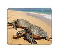 Mouse Pad with Stitched Edge Comfortable Mouse Pads Waterproof Non-Slip Gaming Mousepad Turtles on The Beach Square Computer Mouse Mat Washable Mousepads for Office Home Laptop 7.9 x 9.5 in
