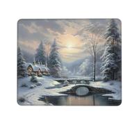 Mouse Pad with Stitched Edge Comfortable Mouse Pads Waterproof Non-Slip Gaming Mousepad Winter Snow Scene Square Computer Mouse Mat Washable Mousepads for Office Home Laptop 8.3 x 10.3 in
