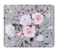 Mouse Pad with Stitched Edge Premium-Textured Mouse Mat Waterproof Non-Slip Rubber Base Rectangle Mousepad for Laptop Computer PC Gaming Office 11.8" x 9.8", Gray Rose