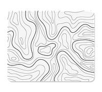 Mouse Pad with Stitched Edge Premium Textured Smooth Precise Operation Waterproof Washable Non-Slip Rubber Base Desktop Protection Mat, 9.4"x7.9", Topographic Contour White