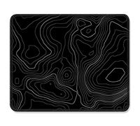 Mouse Pad with Stitched Edge Premium Textured Smooth Precise Operation Waterproof Washable Non-Slip Rubber Base Desktop Protection Mat,11.8"x9.8", Topographic Contour Black