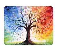 Mouse Pad with Stitched Edge Premium Textured Smooth Precise Operation Waterproof Washable Non-Slip Rubber Base Desktop Protection Mat,11.8"x9.8", The Tree of Life