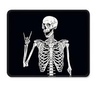 Mouse Pad with Stitched Edge Premium Textured Smooth Precise Operation Waterproof Washable Non-Slip Rubber Base Desktop Protection Mat, 9.4"x7.9", Human Skeleton