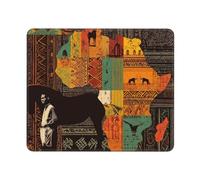 Mouse Pad with Stitched Edge Waterproof Computer Mousepad with Non-Slip Rubber Base African Map Ethnic Pattern Mouse Pad Laptop Desk Pad Washable Gaming Mouse Mat for Laptop Office Home 25x30 cm