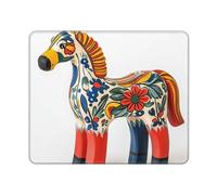 Mouse Pad with Stitched Edge Waterproof Computer Mousepad with Non-Slip Rubber Base Runner Swedish Dala Horse Folk Mouse Pad Laptop Desk Pad Washable Gaming Mouse Mat for Laptop Office Home 25x30 cm