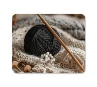 Mouse Pad with Stitched Edge Waterproof Computer Mousepad with Non-Slip Rubber Base Yarn And Knitting Needles Mouse Pad Laptop Desk Pad Washable Gaming Mouse Mat for Laptop Office Home 20*25cm