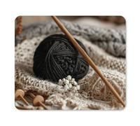 Mouse Pad with Stitched Edge Waterproof Computer Mousepad with Non-Slip Rubber Base Yarn And Knitting Needles Mouse Pad Laptop Desk Pad Washable Gaming Mouse Mat for Laptop Office Home 25*30cm