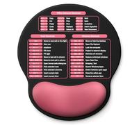 Mouse Pad with Wrist Rest - Ergonomic Memory Foam Support, Small Cute Excel Cheat Sheet Mousepad with Windows & Office Shortcuts, Non-Slip PU Base, for Computer Desk Laptop Travel, Black Pink