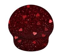 Mouse Pad with Wrist Rest - Ergonomic Mousepad with High-Density Memory Foam Support, Non-Slip Base, Smooth Tracking Surface for Home Office Desk Decor & Easy Typing, Red & Love (226x251mm) WT#1556