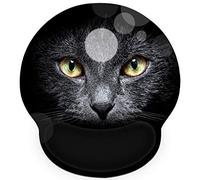 Mouse Pad with Wrist Rest Support, 9 x 10 Inches Non-Slip Memory Foam Mouse Pad Mat for Computer Laptop Gaming Office, Ergonomic & Lightweight & Pain Relif by AORTDES (Black Cat)