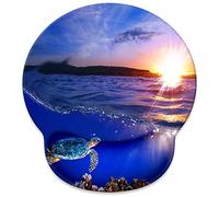 Mouse Pad with Wrist Rest Support,Cute Custom Gaming Made Non Slip Rubber Base Mousepad, Ergonomic Mouse Wrist Rest Pad Computer Laptop Mousepad (Sea Turtle and Sunset)
