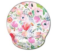 Mouse Pad with Wrist Rest Support - Ergonomic Office Work Computer Gaming Laptop Mouse Mat, Memory Foam, Non-Slip & Pain Relief (Nice Flowers)