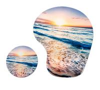 Mouse Pad with Wrist Support, Ergonomic Mouse Pads with Memory Foam Wrist Rest, Easy Typing Pain Relief, Comfortable Home Office Computer Wrist Support Pads for Working Studying Gaming, Beach