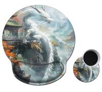 Mouse Pad with Wrist Support Gel, Ergonomic Mouse Pad with Comfortable Wrist Rest, Gaming Mousepad Non-Slip PU Base for Laptop Office Easy Typing & Pain Relief,White Dragon