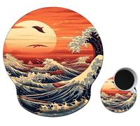 Mouse Pad with Wrist Support Gel, Ergonomic Mouse Pad with Comfortable Wrist Rest, Gaming Mousepad Non-Slip PU Base for Laptop Office Easy Typing & Pain Relief,Ocean Sunset