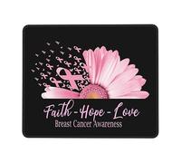 Mouse Pad Womens Faith Hope Loe Breast Cancer Awareness Writing Mat Stitched Edges Soft Desk Pad, For Office, Desk, Study, Computer, 25x30cm