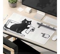 Mouse Pad Work Funny A Cat Is Sitting On A Toilet Holding A Roll Of Toilet Paper. Mouse Pad Cat Desk Accessories Desk Pads