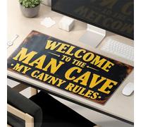 Mouse Pad Work Funny Welcome To The Man Cave: My Cavern Rules Mouse Pad Desk Pads Computer Mat For Desk