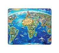 Mouse Pad World Landmarks Map Printed Square Rubber Base Mouse Mat Waterproof Non-Slip Mousepads for Office Laptop 12 x 10 Inches