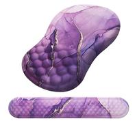 Mouse Pad Wrist Support, Laokiiy 2 in1 Keyboard Wrist Rest+ Ergonomic Mouse Pad, Non-Slip Wrist Rest for Computer Keyboard, Made Easy Typing & Relieve Wrist Pain(Amethyst Purple Marble)