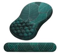 Mouse Pad Wrist Support, Laokiiy 2 in1 Keyboard Wrist Rest+ Ergonomic Mouse Pad, Non-Slip Wrist Rest for Computer Keyboard, Made Easy Typing & Relieve Wrist Pain(Banana Leaf Green)